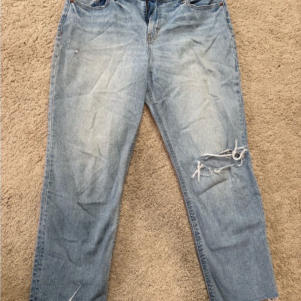 Old Navy Blue Boyfriend Jeans Distressed Vintage